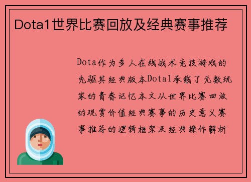 Dota1世界比赛回放及经典赛事推荐